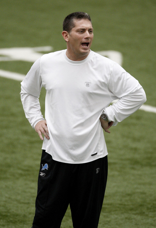 Coach  Jim  Schwartz of  the  Detroit Liosn  seen  here  at  the  team's initial   rookie  training  camp. 