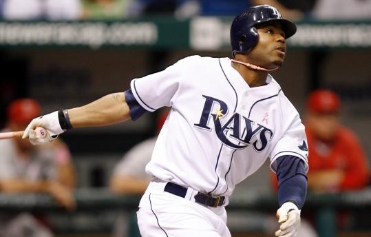 Carl Crawford's three-run home run in the sixth inning highlighted Tampa Bay's three-game sweep of the Angels. The Rays are five games over .500 for the first time in team history