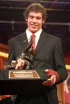 2008 Heisman Trophy winner Sam Bradford. The player is widely expected to be taken number one overall in the upcoming NFL Draft. The team with the first pick are the NFC's St Louis Rams . photo appears courtesy of Associated Press/ Chris Rogers ...........