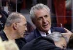Dolphins' coach Tony Sparano seen here alongside Miami Heat Team President & GM Pat Riley at Game 4 during the first round of the NBA basketball series in Miami Sunday, April 25, 2010. AP Photo/Lynne Sladky ........