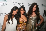 Kim Kardashian New Years Eve at Mansion Hosted by Kim Kardashian - Mansion - Miami Beach. Kim Kardashian (center), Kourtney Kardashian(left) and Khloe Kardashian (right) .