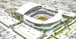 An artist's rendition of what will be the new proposed Marlins ballpark set in downtown Miami. The venue is due for completion before the start of the 2011-12 season . courtesy of Getty Images ........