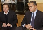 Uber-agent Scott Boras, seated left and perhaps his most high profiled major league client, Alex Rodriguez. Over the course of his career Boras negotiated contracts said to be worth in excess of $ 4.8 billion. And he was at the center of the most recent acquisitions made by the New York Yankees ,in that of Mark Teixiera and A. J. Burnett, two more of his clients. Of the ten highest paid players in the game , six of those are clients of Scott Boras. picture appears courtesy of ap/photo/Hugh MacIntosh ………